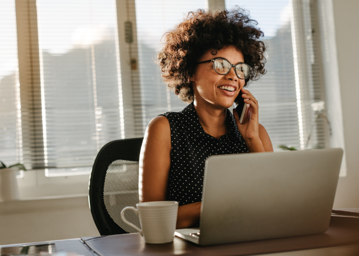 african american women in office on phone