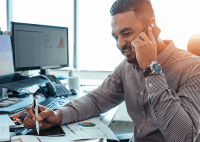 virtual assistant on the phone in office